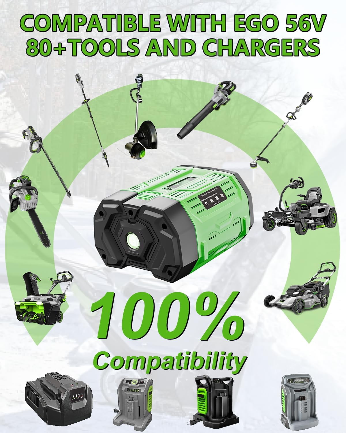Upgraded 10.0Ah 56 Volt for EGO Battery High Capacity BA5600T BA1400T BA4200T BA2240 BA2800 BA1120 BA2800T Compatible with EGO All Power Tool and Chargers