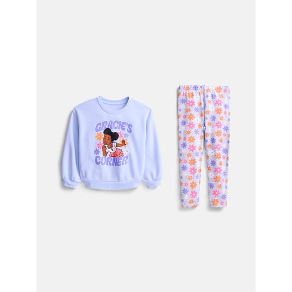 Gracie’s Corner Baby and Toddler Girls Fleece Sweatshirt and Leggings Set, Sizes 12M–5T