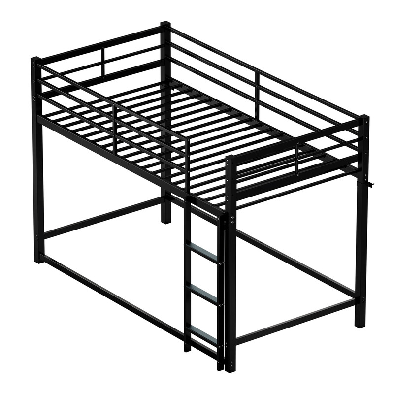 Twin Over Twin Metal Bunk Bed with Ladder, Full-Length Guardrails, Under-Bed Storage Space, Sturdy Steel Frame, Noise-Reducing Design, No Box Spring Needed