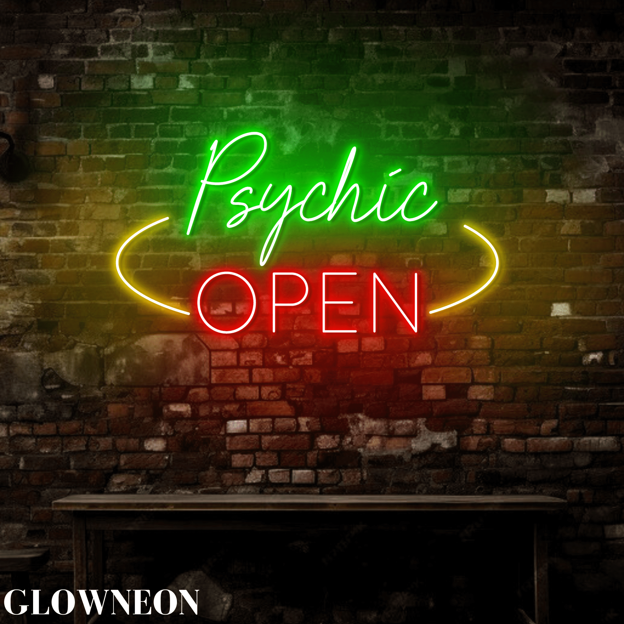Glowneon Psychic Open Wall Art, Psychic Tarot Neon Sign, Psychic Sign