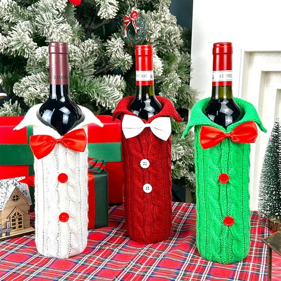 Viflosae Water Bottle Sleeve Christmas Tree Bulbs Ornaments Wine Bottle Set Christmas Decorations Velvet Wine Bottle Bag Christmas Wine Set Restaurant Dress Up