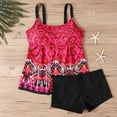 thumbnail image 4 of Erwazi Tankini Swimsuits for Women Plus Size Printed Criss Cross Strap 2 Piece Modest Swimwear Bathing Suit Set, 4 of 6