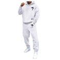 thumbnail image 2 of Men's Suits Product Title for Men Casual Solid Two Piece Hooded Sports Set with Raglan Sleeve Drawstring Pant Set, 2 of 5