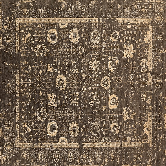 Ahgly Company Indoor Square Oriental Brown Industrial Area Rugs, 8' Square