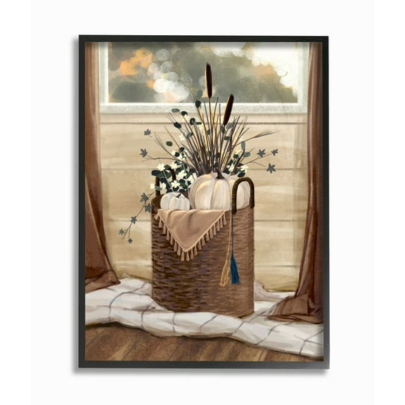 Autumn Basket Seasonal Home Painting Framed Giclee Texturized Art by Ziwei Li