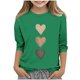 thumbnail image 1 of Blusas y camisas de cuello redondo y manga larga para niños, blusas/camisas de poliéster con estampado de corazones, mangas 3/4 y cuello redondo, elegantes e informales., 1 of 4