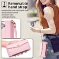 thumbnail image 6 of Compatible with Google Pixel 9 / 9 Pro Crossbody Wallet Case,Flip Folding Kickstand,With Card Slots,Long Strap&Short Strap,Zipper Pocket,Shockproof Heavy Duty PU Leather Phone Case,Pink, 6 of 8