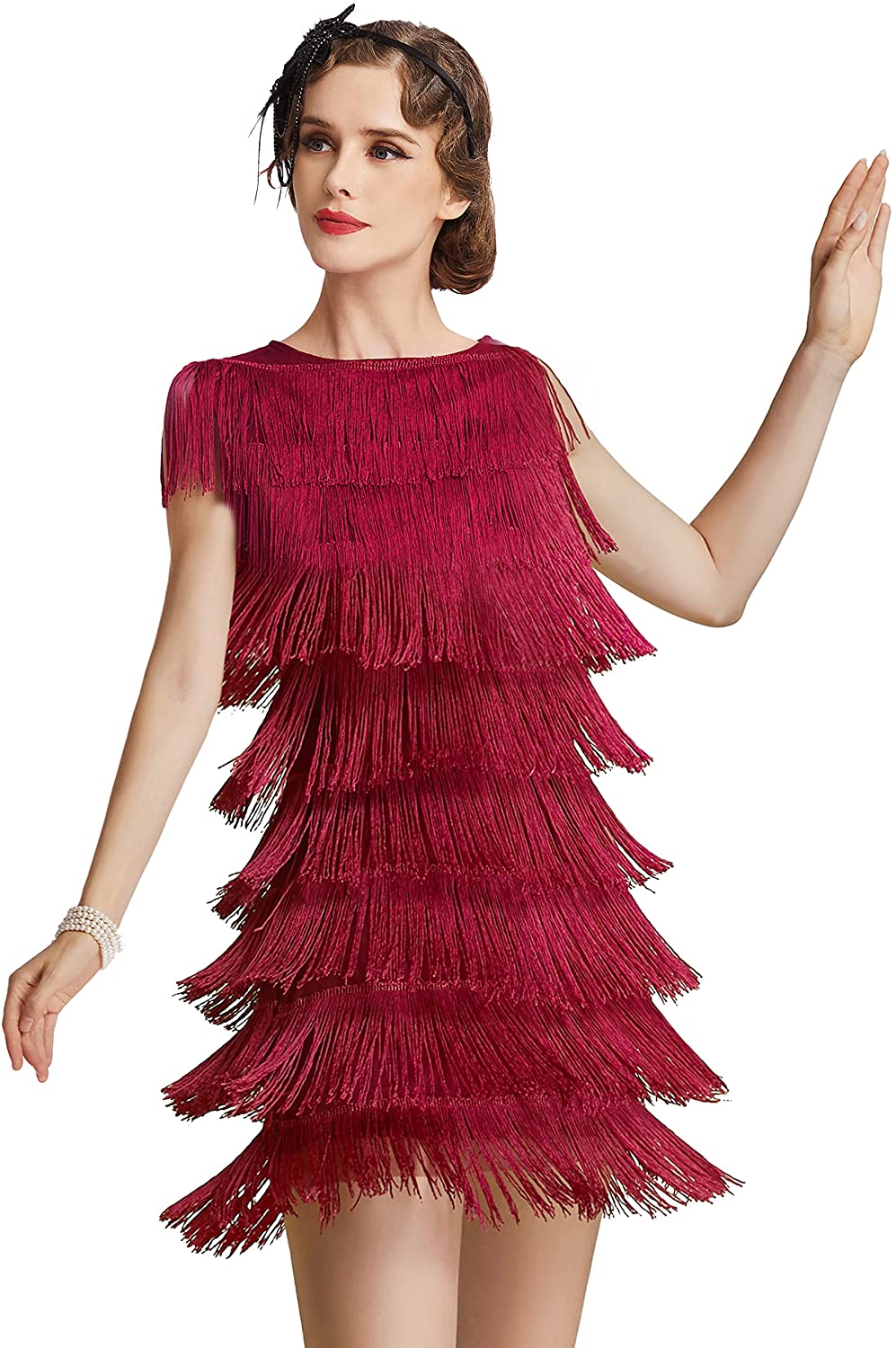 1920s Art Deco Fringed Sequin Dress 