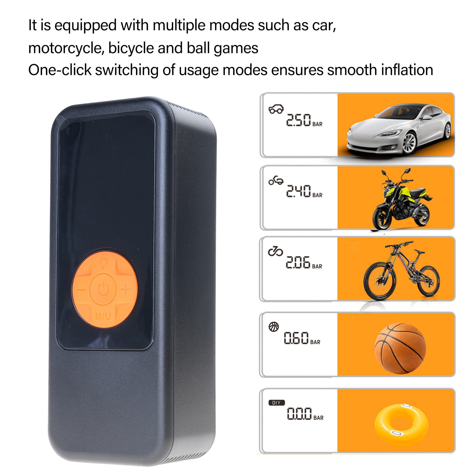 Tire Inflator Portable Air Compressor 72W Electric Air Pumps for Car Tires Cordless,Digital Pressure Display