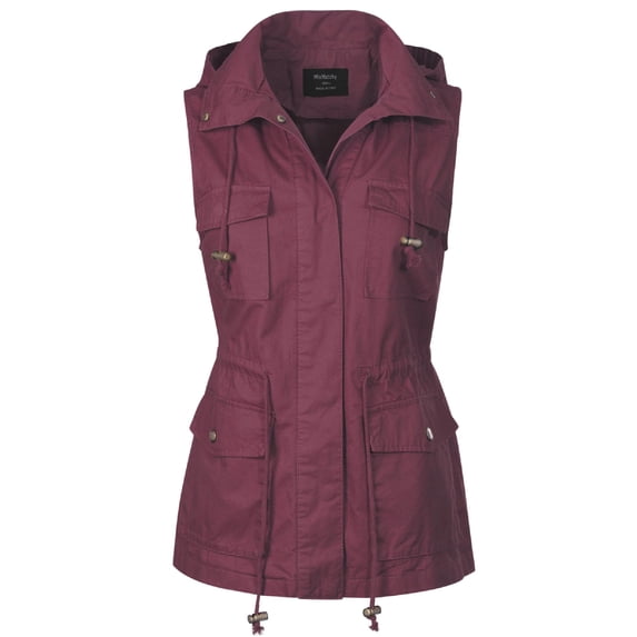 MixMatchy Women's Drawstring Lightweight Loose Fit Sleeveless Vest Utility Jacket