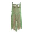 thumbnail image 3 of VISgogo Vestido con flecos para mujer, vestidos sin mangas con cuello en U de color sólido, ropa de playa hueca, S/ M/ L/ XL VISgogo moda, 3 of 7
