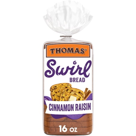 Thomas' Cinnamon Raisin Swirl Bread, 16 oz, Cinnamon Bread, Bag