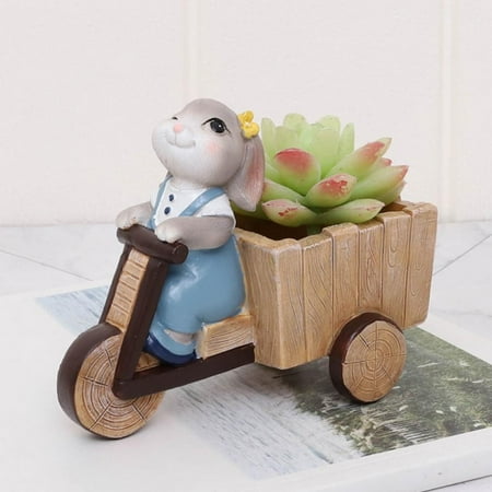 Garden Statues Rabbit Succulent Planter Flower Pot for Outdoor Balcony Patio Home Office Easter Bunny Ornaments