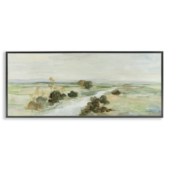 Stupell Industries Valley Creek Landscape Landscape & Nature Painting Black Framed Art Print Wall Art, 24 x 10