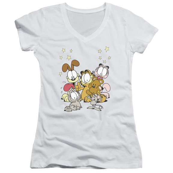 Garfield Friends Are Best Junior Women's V-Neck T-Shirt White
