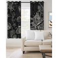 thumbnail image 2 of Black Coastal Starfish Blackout Curtains, Light Blocking Print Window Curtains, Vintage Coral Seahorse Shell Thermal Insulated Window Drapes for Living Room Kitchen Cafe 2 Panels, 104"W x 63"L, 2 of 9