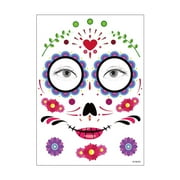Temporary Face Makeup Stickers Day Of The Dead Sugar Flower Black Internet Red Rose Full Face Stickers Home Party Supplies