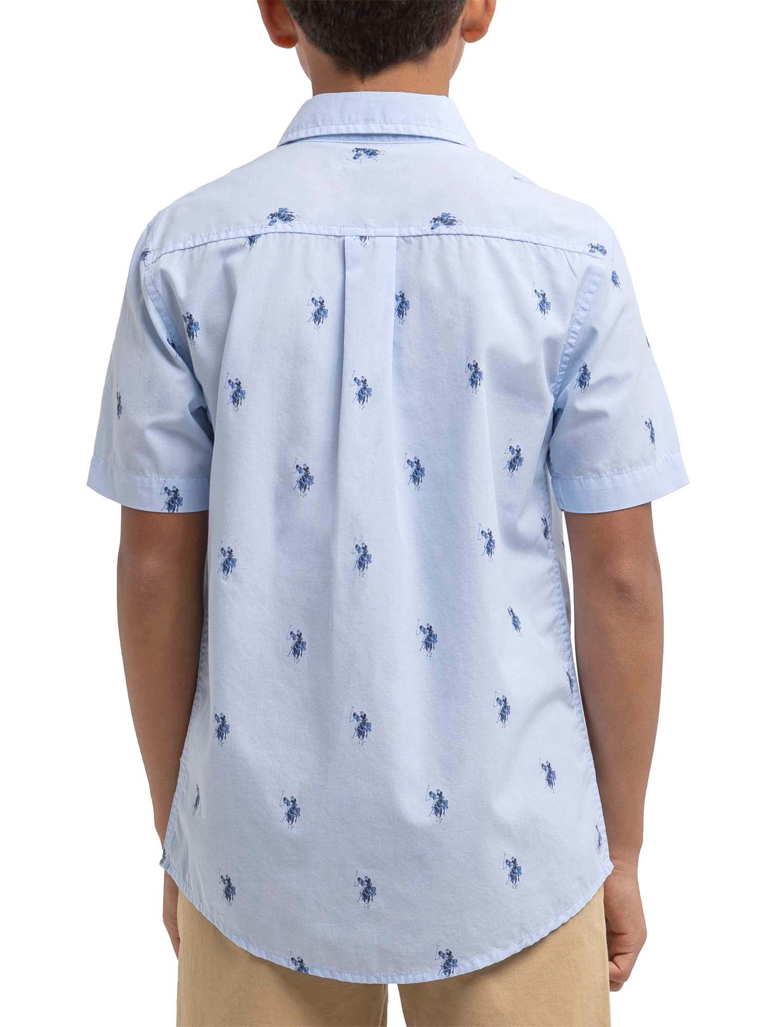 U.S. Polo Assn. Boys Short Sleeve Woven Button Up Shirt, Sizes 4-18