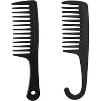 2 Pieces Wide Tooth Comb Set Suitable For Dry And Wet Hair Premium Tangle Free Bath Combs Black Large