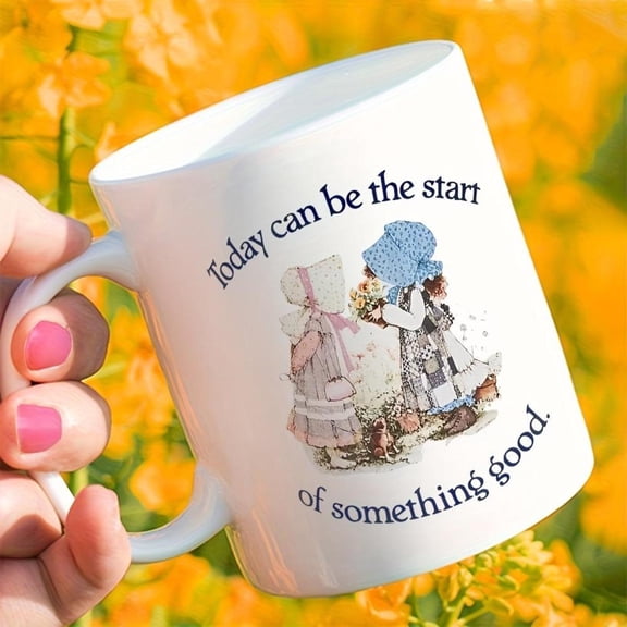 1pc Holly Hobbie Mug Holly Hobbie 1pc Ceramic Coffee Mug 11oz Reusable Whimsical Design with Floral Illustration Milk Lovers Ideal Daughters Birthdays Christmas