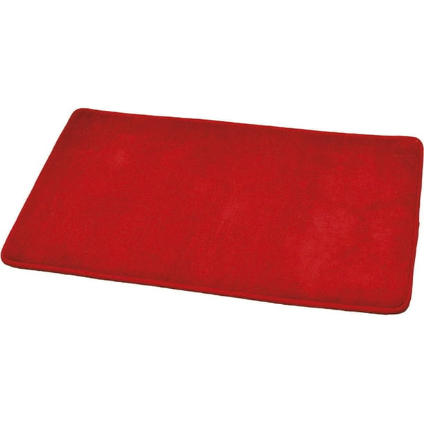 Microfiber Non Skid Bath Mat Rug Rectangular 29.5 esL x 17"W Red