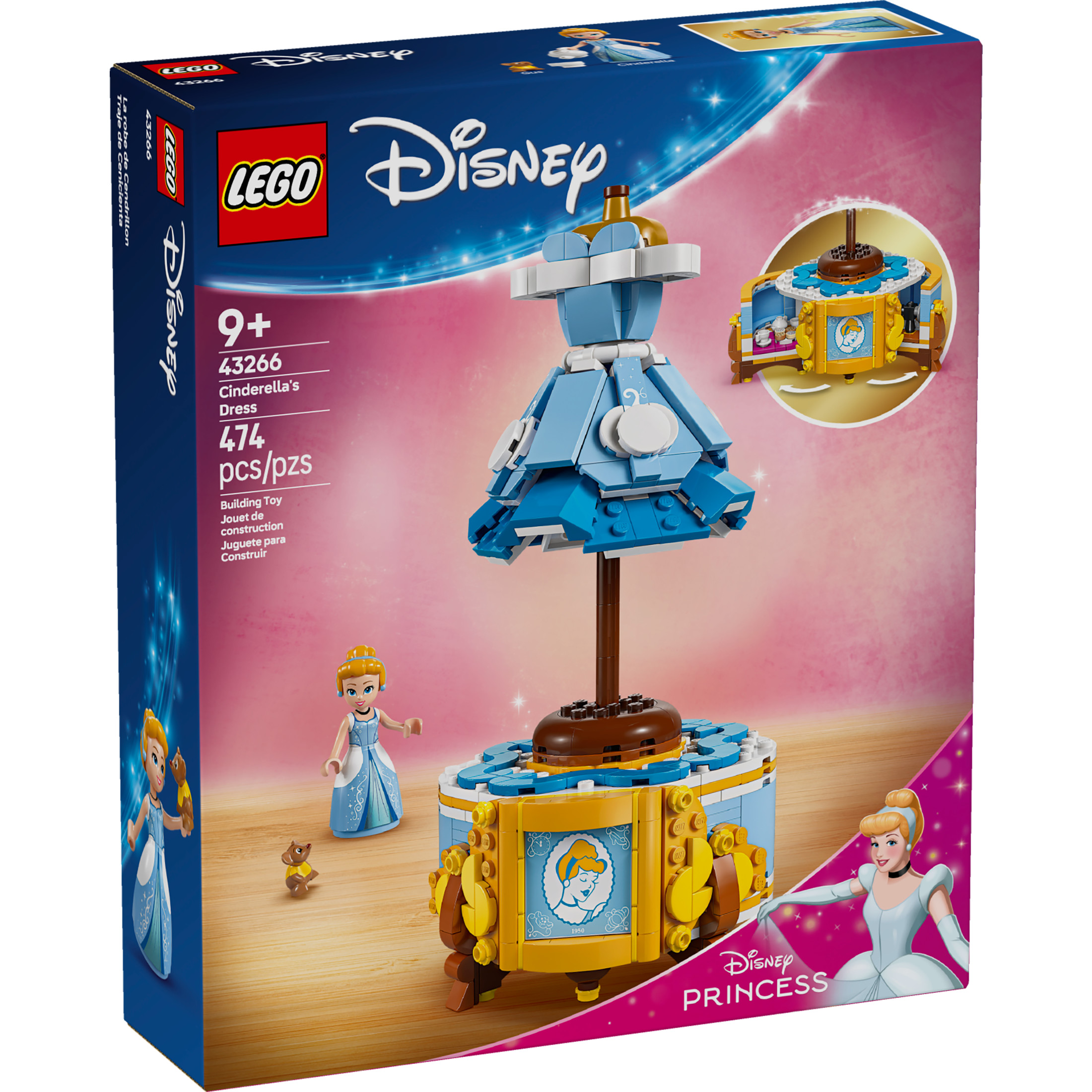 LEGO Disney Princess Vestido de Cenicienta Juguete para Niños con Minimuñeca - Juguete de Construcción Divertido para Niñas y Niños de 9 Años en Adelante - Idea de Regalo Disney para Fans y Amantes de la Moda - 43266 2