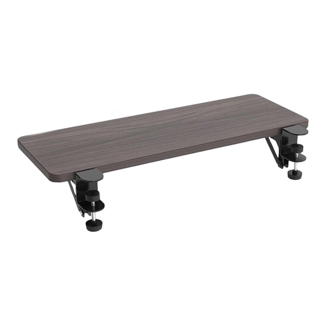 ZheElen Wooden Ergonomic Table Extension Board Platform Sturdy C Clamp Mount Computer Keyboard Tray For Comfortable Work Smooth Brown 75cm