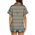 thumbnail image 4 of VV AVEORS Women'S Silk Pajamas - Plaid Striped Button Up Satin Pjs With Notch Collar - 2 Piece Satin Pajamas Set Green 3XL, 4 of 4