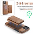 thumbnail image 2 of for iPhone 13 Detachable Magnetic Wallet Case with RFID Blocking Card Slots, PU Leather Kickstand Cover with Magnetic Clasp, Shockproof Drop Protective Classic Flip Case, Brown, 2 of 10