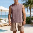 thumbnail image 2 of Men's Suit Set for Spring Summer Lightweight Breathable Vest and Relaxed Shorts Ensemble for Casual Daily Wear, 2 of 4