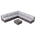 thumbnail image 1 of Living Source International Ensemble Sectionnel en Osier 8 Pcs avec Coussins Gris, 1 of 3