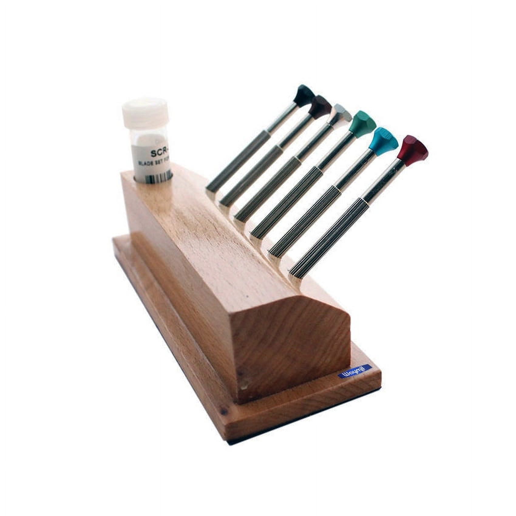 Screwdriver Set W/ Reversible Blade In Wooden Stand 6 Pc Set watchmaker tool