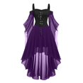 thumbnail image 1 of Robes Style Gothique pour Femmes Grande Taille Robe Midi Élégante avec Manches Évasées Ourlet Irrégulier, 1 of 5