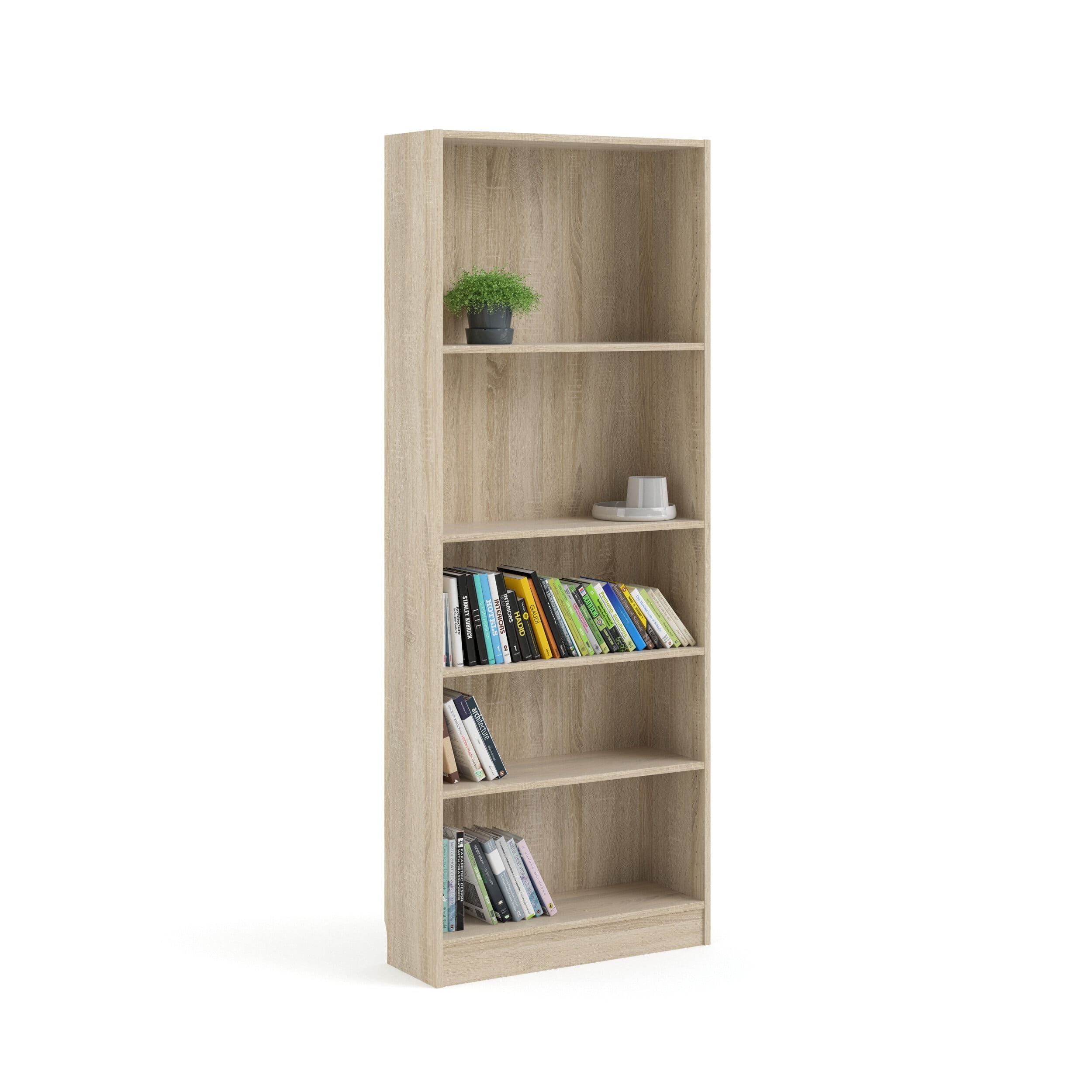 Tvilum Element Adjustable 5 Shelf Bookcase, Storage Home Office Bookshelf for Adults, Oak Structure