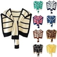thumbnail image 3 of Minjewel Ladies' Fashion Striped Knitted Outer Shawl, Women's Warm Soft Wrap Scarf, Lightweight Striped Shawl for All Seasons, Versatile Fashion Accessory for Casual or Office,Beige, 3 of 3