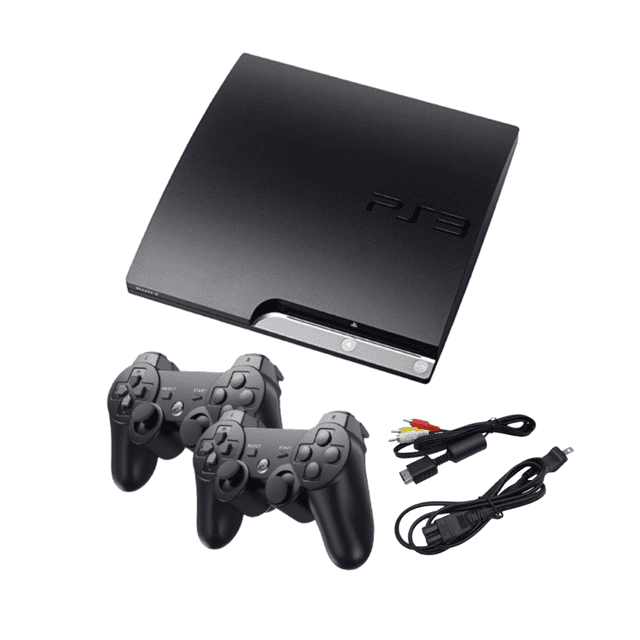 Sony PlayStation 3 PS3 Slim 160GB Consola Negro (Reacondicionado) con 2 Controles Retrofam
