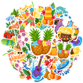 thumbnail image 1 of 35pcs-50pcs Cartoon Stickers Animal Surf Stickers Vacation Stickers for Luggage Notebook Suitcase, 1 of 5