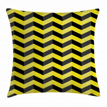 Yellow Chevron Throw Pillow Cushion Cover Black And Yellow