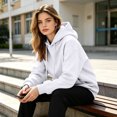 thumbnail image 7 of Hearthz Baggy Hoodies for Women Drop Shoulder Long Sleeve Women Sweatshirts Fall Winter Solid Color Womens Pullover Sweaters with Pocket White XL, 7 of 7