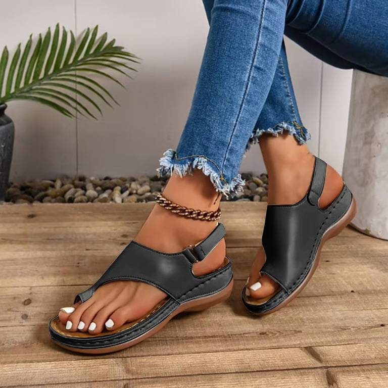 orthopedic dress sandals for women OrthoFeet Women's Stretchable Sahara Slide Adjustable Buckle Two StrapWomans fashion slides sandals can adjust the wide width and raised stripes prevent feet slip LAST DAY 70% OFF Orthopedic