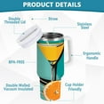 thumbnail image 2 of Yayeee 40oz Stainless Steel Tumbler with Straw and Handle Double-Wall Insulated Travel Water Bottle, Orange Glasses, 2 of 8