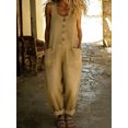 thumbnail image 2 of sicmoss Women's Khaki Y2K Baggy Wide Leg Bib Overalls Adjustable Strap with Pockets, 2 of 7