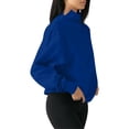 thumbnail image 2 of Mock Neck Sweatshirts for Women with Slit, Solid Oversized Pullover Drop Shoulder Long Sleeve Tops, 2XL Dark Blue, 2 of 8