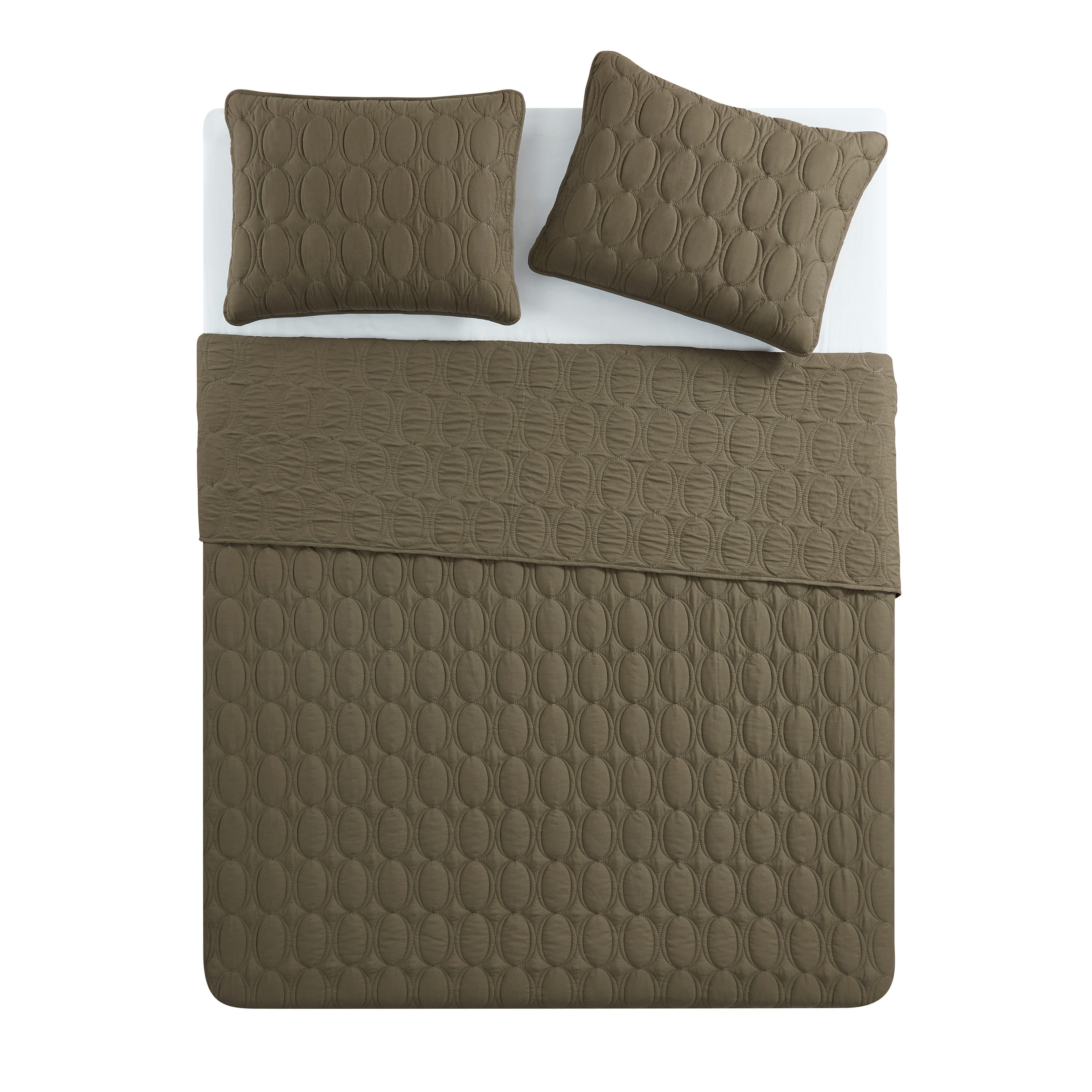 VCNY Home Circles 3-Piece Olive Geometric Pinsonic Quilt Set, King, Adult, Unisex