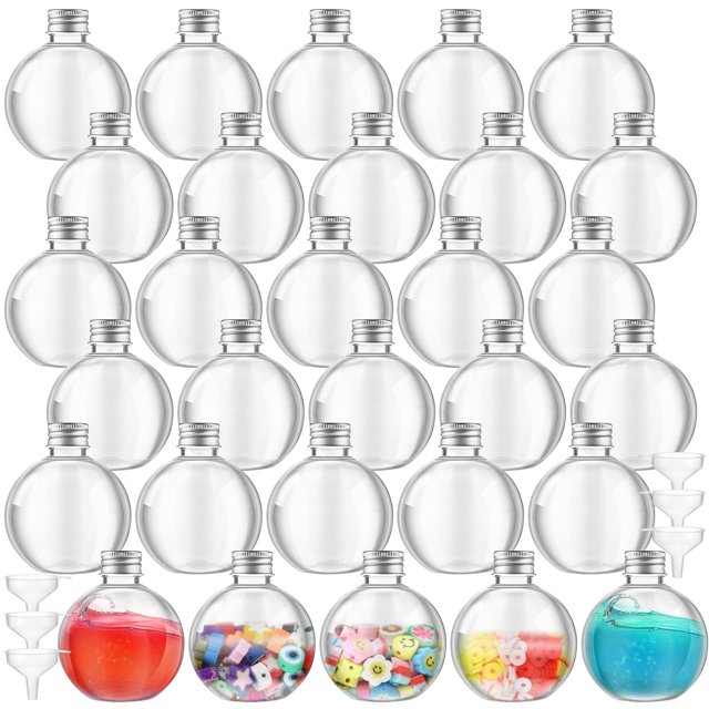 Botellas de plástico con forma de bola de 200 ml de Jinei, 30 unidades, con tapas