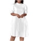 thumbnail image 1 of Puntoco Vestido Holgado Con Cuello Redondo Y Mangas Abullonadas Plisadas Con Cordones Blanco S,Regalos Para Mujer Joven, 1 of 5