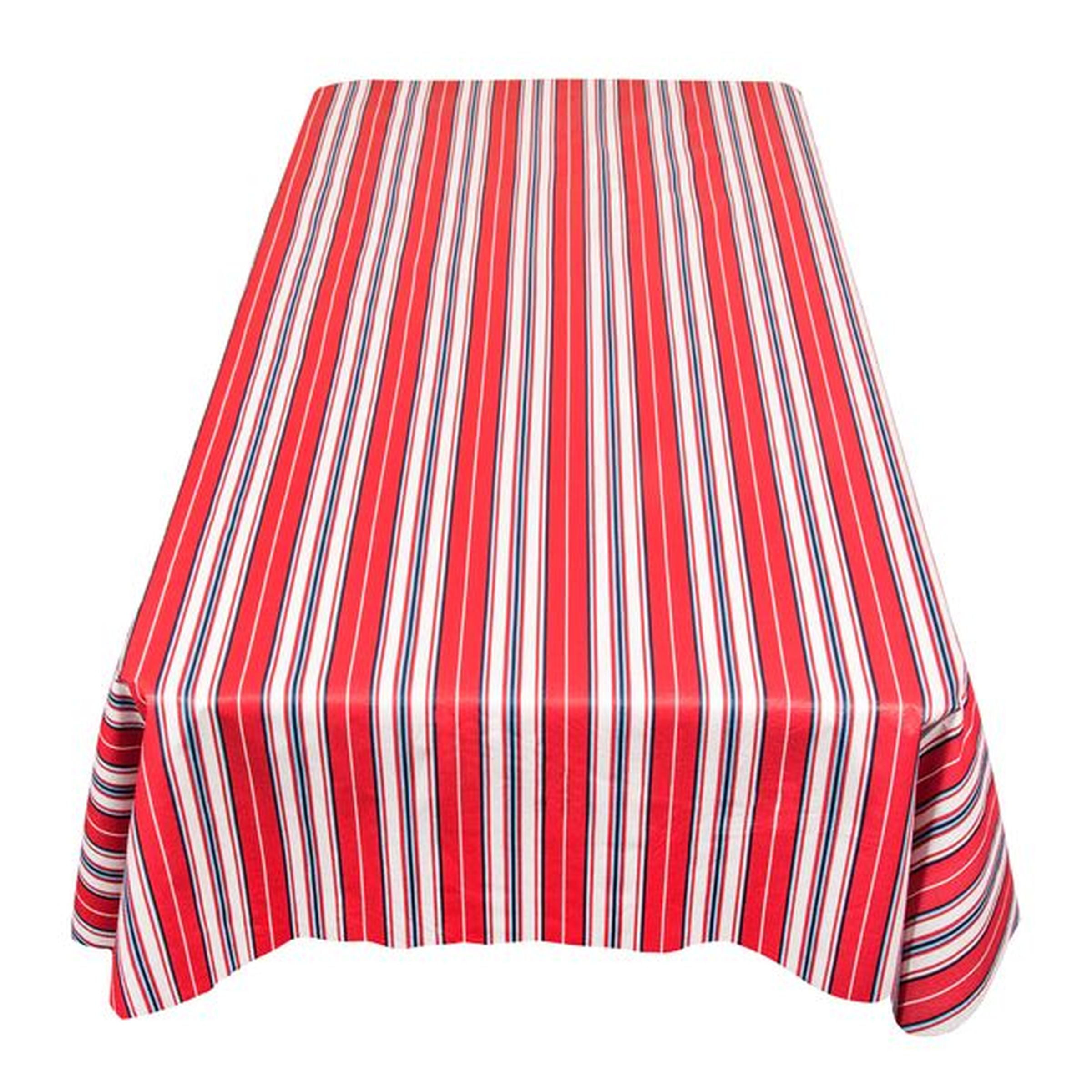 Blue Stripe Flannel Backed Tablecloth main image 1