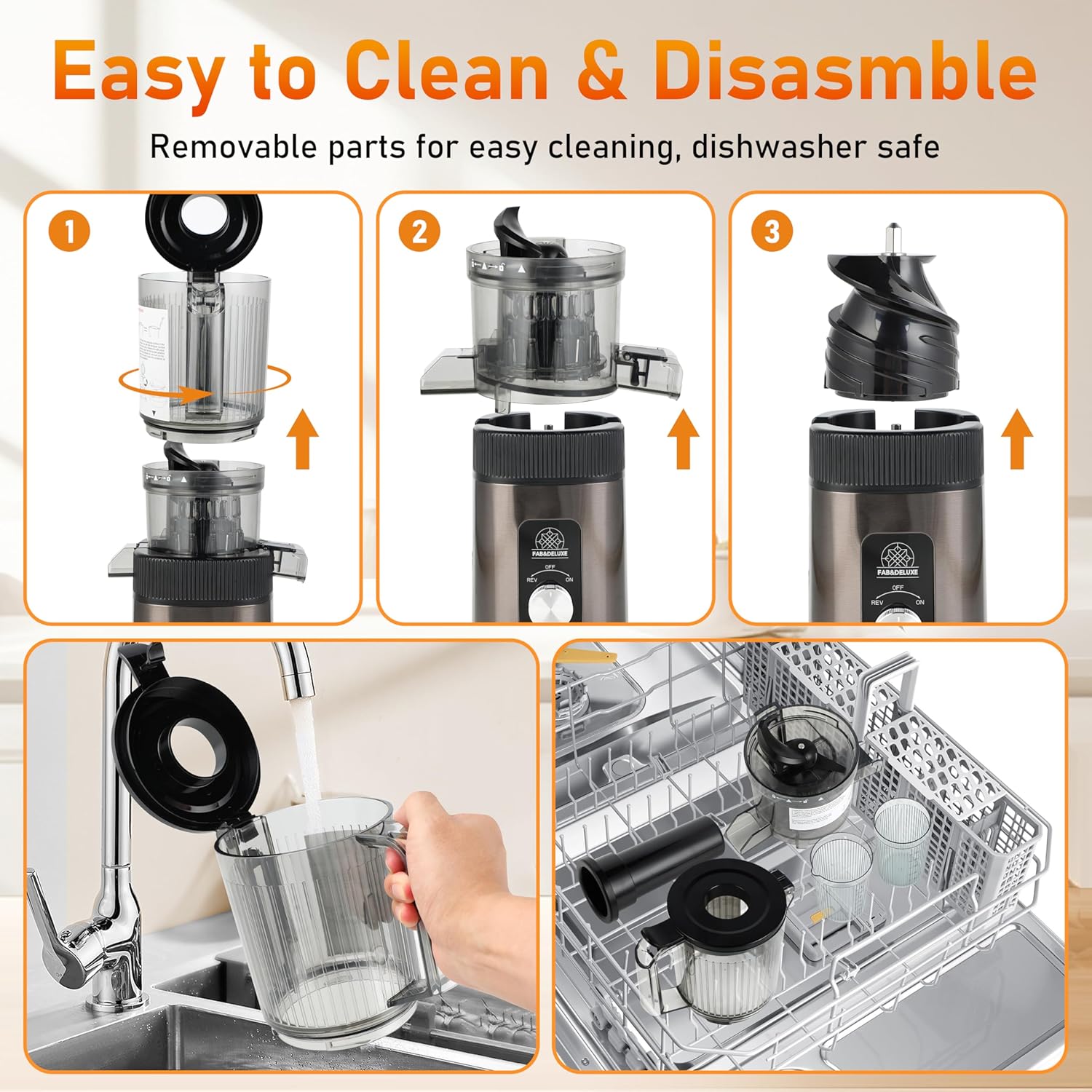 Cold Press Juicer - Juicer Machines with 4.3 Wide Feed Chute, 34oz Slow Masticating Juicer for Fruits and Vegetables, 99 High  Yield, Reverse Function, Dishwasher Safe