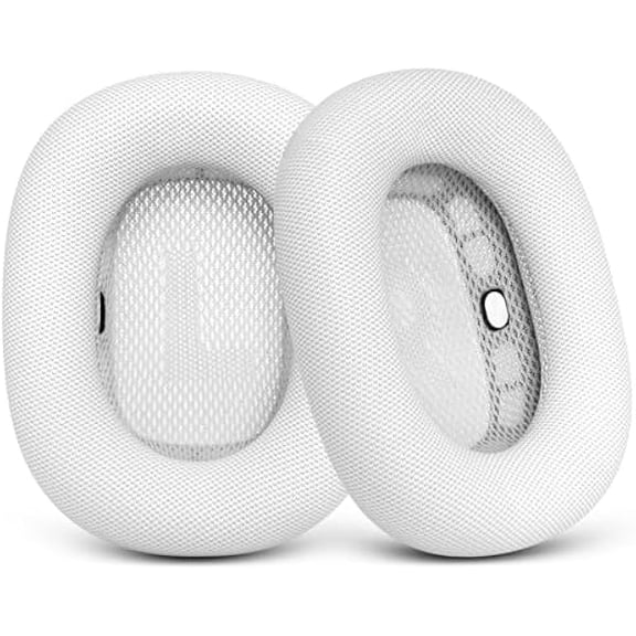 YJJSKEJI Ear Cushions Replacement for AirPods Max - Upgraded Ear Cups for Apple Headphones - GVOEARS Ear Pads Cover with Protein Leather Memory Foam (White)