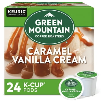 Green ain Coffee Roasters, Caramel Vanilla Cream Coffee, Light Roast K-Cup Coffee Pods, 24 Count